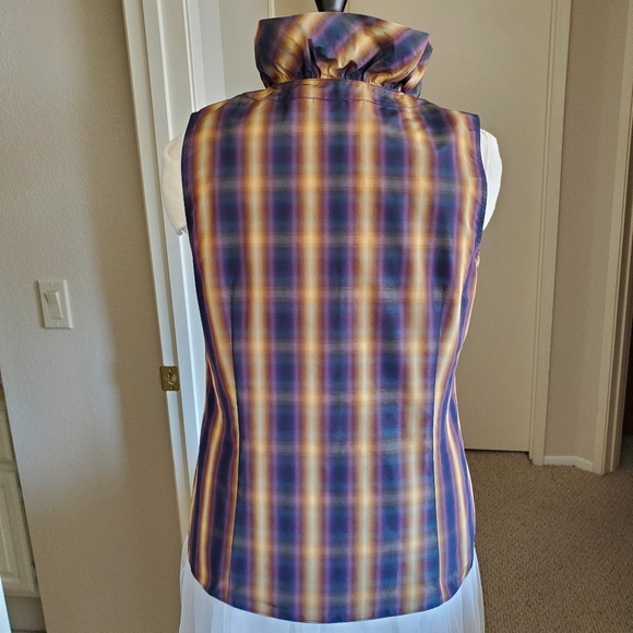 Lafayette 148 New York Sleeveless blouse, brown/navy, Size 12 - Picture 4 of 10